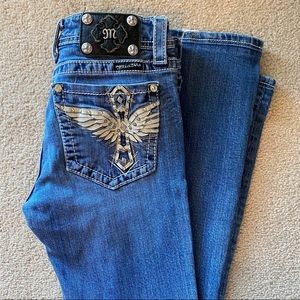 MISS ME white angel wings boot cut